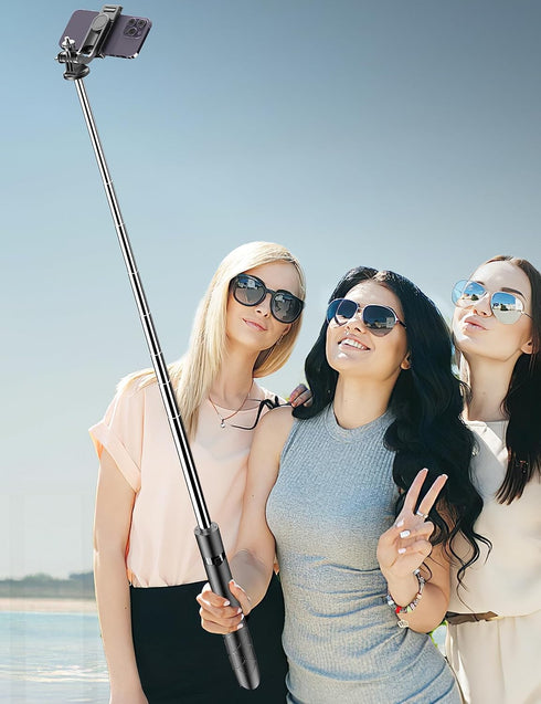 71" Phone Tripod & Selfie Stick, All in One Extendable Cell Phone Tripod with Wireless Remote, Compatible with iPhone &