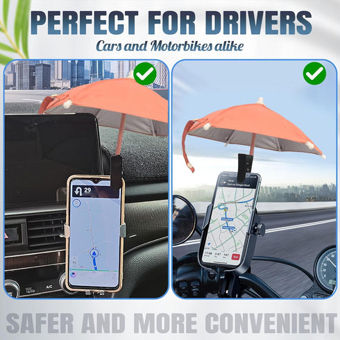 ROCKFEELTEE Phone Umbrella Umbrella for Phone, Clip-On Sun Shade for Smartphones, Universal Fit, UV Protection, Outdoor