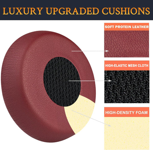 SOULWIT Earpads Replacement for Jabra Evolve 75 (75UC 75MS 75SE) Wireless Bluetooth Headset, Burgundy Ear Pads