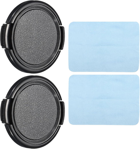 PATIKIL 2 Pack Camera Lens Cap, Sides Pinch Front Lens Cover with Microfiber Cleaning Cloth for 49mm Universal DSLR