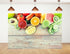 KeyWork 10x8ft Fresh Fruit Smoothie Backdrop Colorful Produce Wooden Table Photography Background for