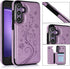 Asuwish Wallet Cover Phone Case for Samsung Galaxy S23 FE 5G, with Tempered Glass Screen Protector, Purple