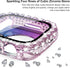 Surace 2 in 1 Waterproof Bling Case Compatible for Apple Watch Series 9 Series 8 Series 7 45mm Screen Protector, Lace Edge Diamond Protective Bumper Face Cover for iWatch Accessories Women, Rainbow