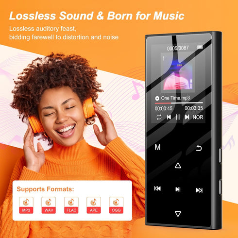 SWOFY 128GB MP3 5.3 D50 Player with Bluetooth - Music Player with Built-in HD Speaker, FM Radio, Voice Recorder, HiFi