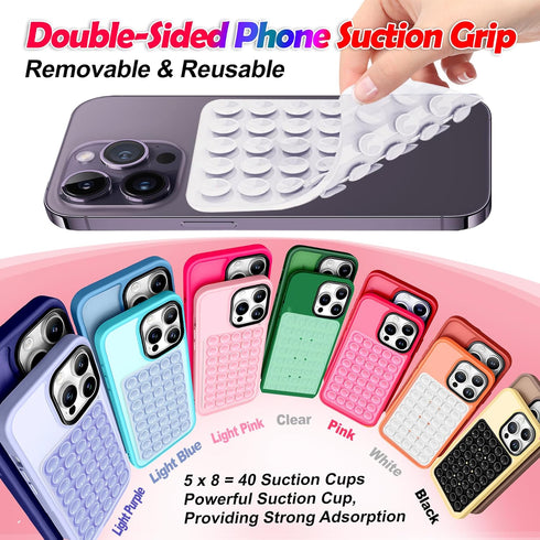 sicitu (2pcs-Transparent) Silicone Suction Cup Phone Case Mount Double Sided, Phone Accessories Hands-Free Sticky Phone