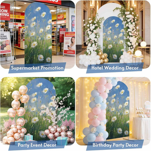 Jnbasdffb 6.6 Spring Floral Wedding Arch Cover,Stretchy Spandex Arch Backdrop Stand Covers FT,Pastoral Flowers Oil
