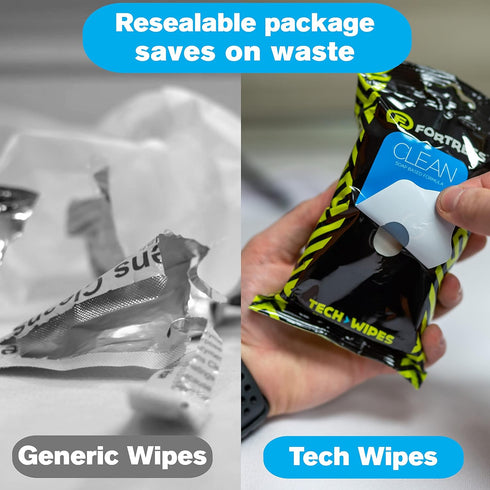 Fortress Electronic Wipes (25 ct.), Travel Size Skin-Safe Cleaning Wipes for Tech, Fresh Clean Scent