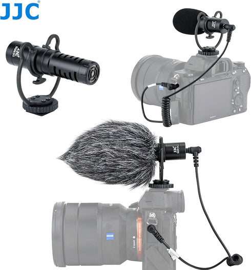 JJC SGM-V1 Shotgun Video Microphone, Cardioid Condenser Mic with Shock Mount and Windscreen for DSLR