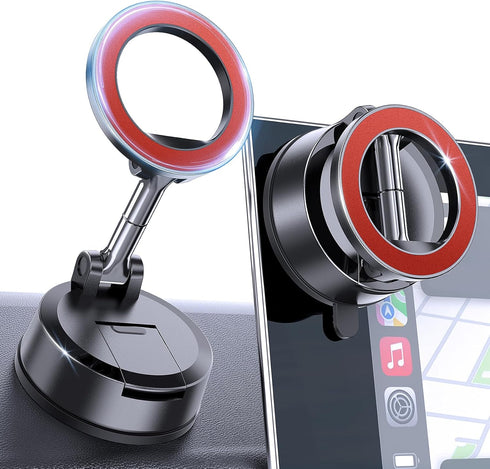 MOKPR Car Phone Holder for Magsafe, Vacuum Magnetic Car Phone Mount Foldable Hands-Free