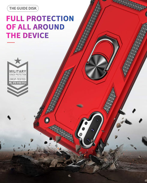 Military Grade Shockproof Case for Samsung Galaxy Note 10 Plus, 5G Metal Rotating Ring Kickstand Holder