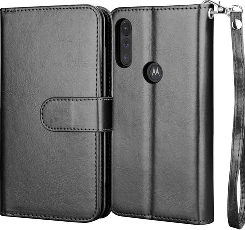Njjex for Moto E Case 2020, Luxury PU Leather Wallet Case 6.2" with 9 Card Slots, Detachable Kickstand