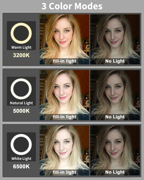 Ring Light with Stand and Phone Holder - USB 10'' Ring Light for Desk, Overhead Camera Mount for