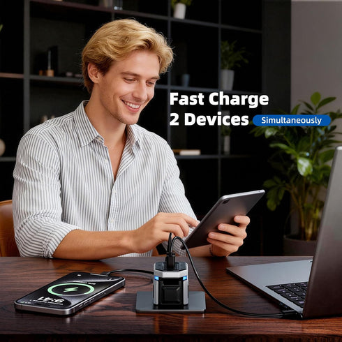 ORAODA 45W 90 17/16/15 S26/S25 Max GaN Fast Charging, USB C Charger Block, Dual Type-C Ports, Foldable Plug, Compact