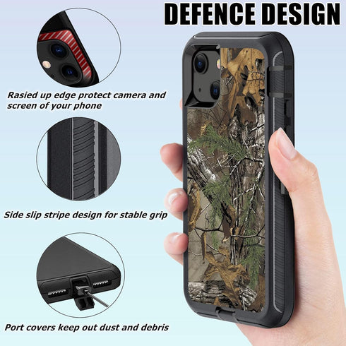 Compatible iPhone 14 Case, iPhone 13 Shockproof Heavy Duty Protective Case with Screen Protector, Camouflage