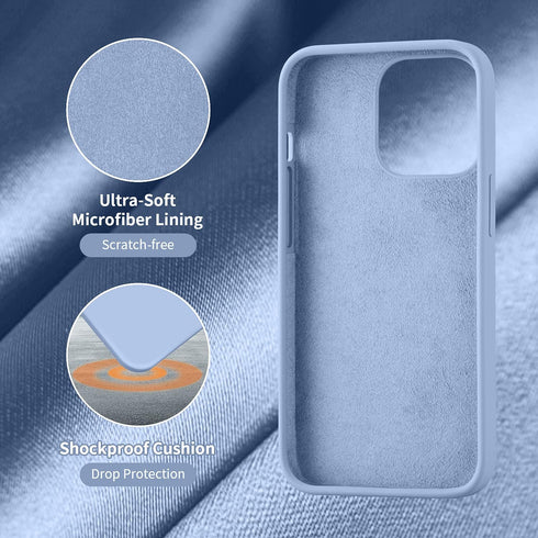 Cordking iPhone 13 Pro Case, Silicone Ultra Slim Shockproof Protective Phone Case, 6.1 inch, Light Blue with Soft