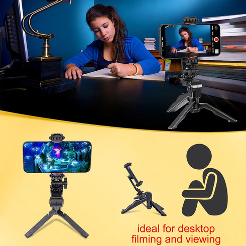 Zeadio Phone Tripod Stabilizer Grip, Smartphone Handheld Portable Selfie Stick Desktop Tabletop Stand Mount Holder
