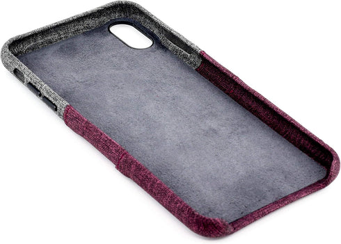 Dockem Wallet Case for iPhone Xs Max (6.5") - Luxe M2 Synthetic Leather, Maroon & Grey, Built-in Metal Plate for
