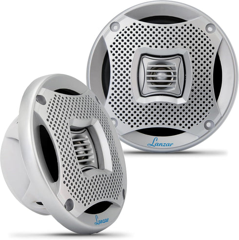 LANZAR 5.25” Marine 2-Way Speakers - 400 Watt Water Resistant Audio System with Attachable Grills - 1 Pair, AQ5CXS