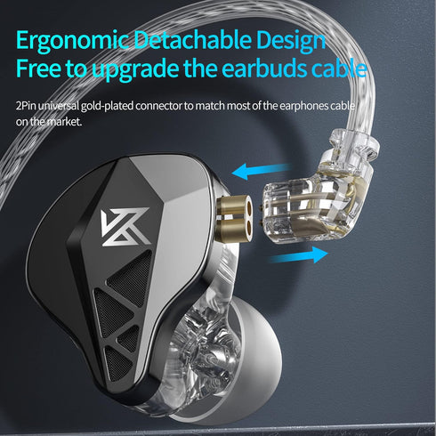 KZ EDXS 10mm Dynamic Driver HiFi in-ear Headphones, Bassy IEMs Sports Earphones, KZ Balanced Sound Phone Game