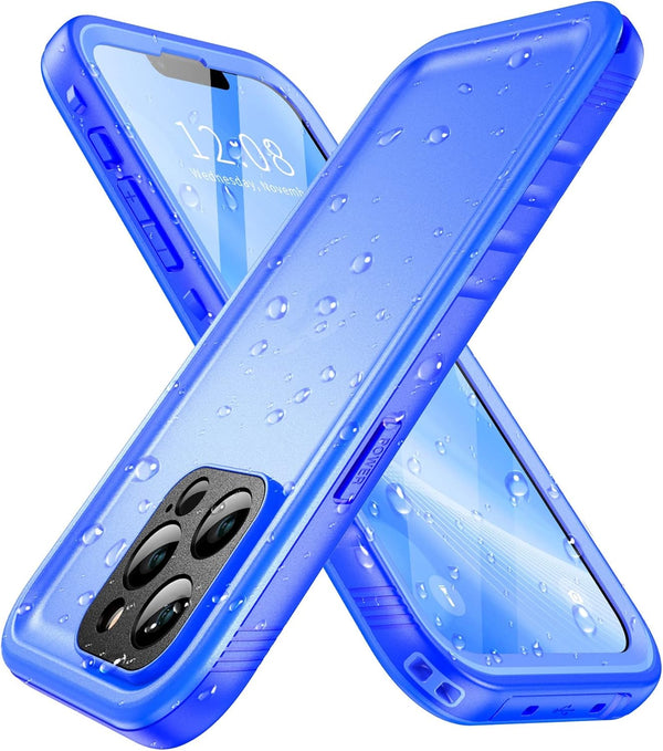 SPORTLINK iPhone 13 Pro Max Case - Waterproof, Shockproof, Full Body Dustproof with Built-in Screen Protector, Blue.