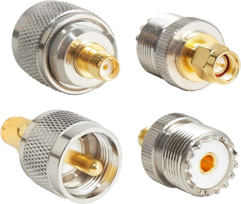Anina 4pc SMA - UHF FR Coaxial Connector Kit, SMA to PL259 UHF VHF Crimp Coax Adapter for CB Radio