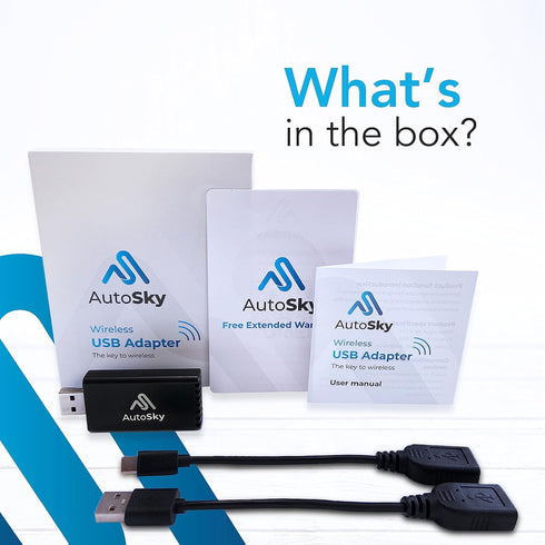 Wireless CarPlay Adapter, Newest 5Ghz AutoSky Plug and Play with USB-C and USB-A Cables