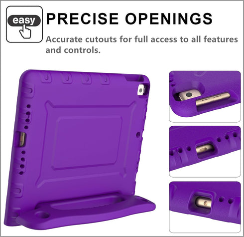 MAISON iPad 9th/8th/7th Generation Case, Shockproof Handle Bumper Stand Cover with Built-in Screen Protector - Purple