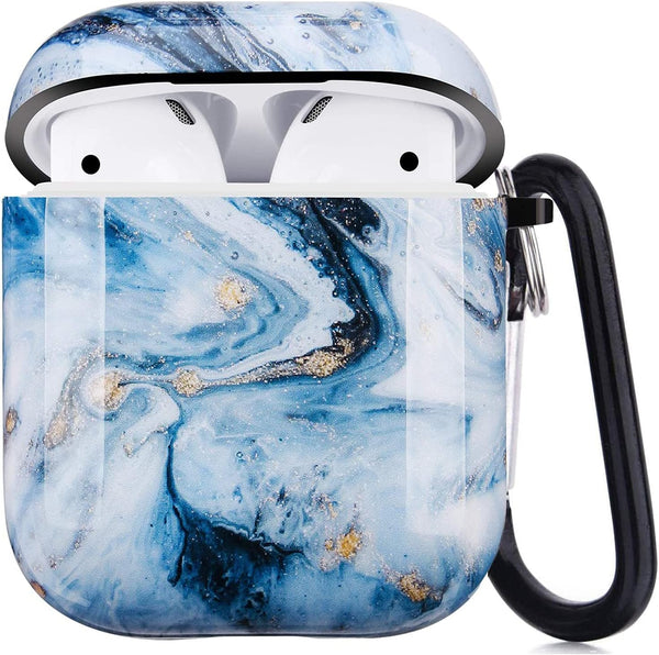 Marble Soft Earphone Case for AirPods, Full Protective TPU Cover Compatible with AirPods 1&2, ZPYOU - Blue Sky