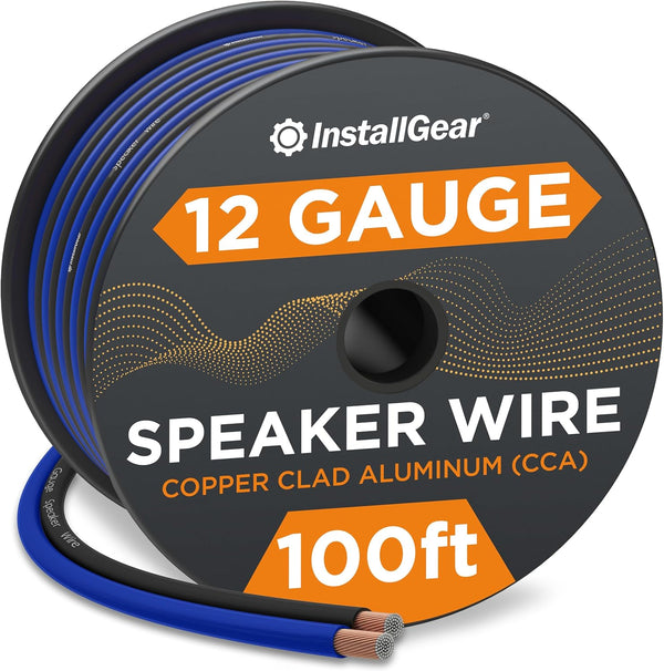 InstallGear 12 Gauge Speaker Wire AWG (100ft - Blue/Black) for Car Speakers, Home Theater, Outdoor Use