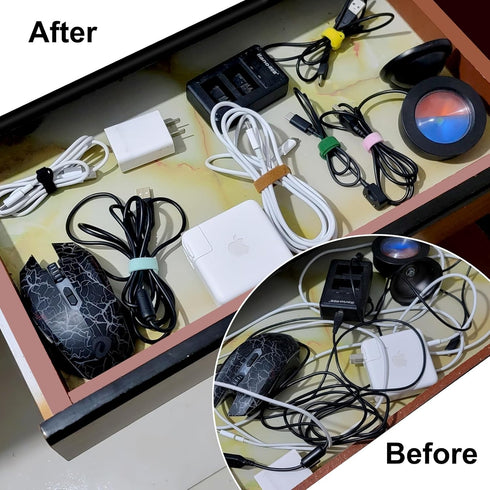 150PCS Cable Ties, 4+6+8+10 Inch Reusable Cable Management, Adjustable Cord Organizer, Microfiber Cloth Hook and Loop