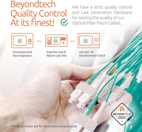 LC to LC Fiber Patch Cable Multimode Duplex - 1m (3.28ft) - 50/125um OM3 10G LSZH (5 Pack) - Beyondtech PureOptics