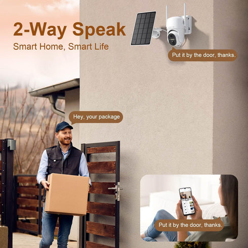 Wireless Outdoor Solar Security Cameras, 2K HD Video Surveillance, Color Night Vision, 2 Way Talk, PIR Detection