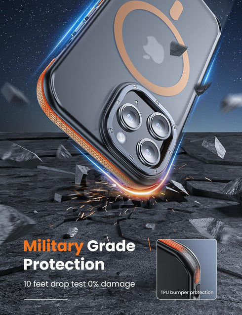 Tigowos iPhone 15 Pro Max Case, Matte Skin Feeling Back Cover, 10FT Drop Resistant, Bumper Orange