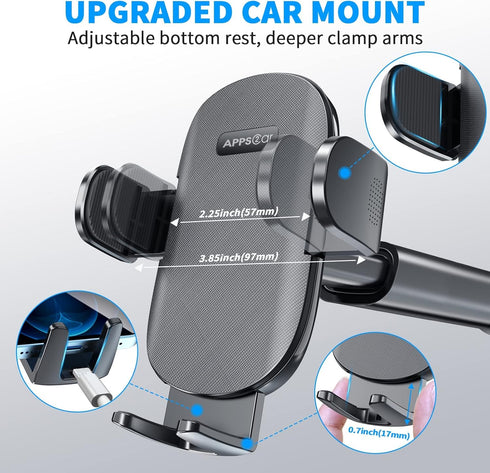 APPS2Car Suction Cup Phone Mount for Windshield/Dashboard/Air Vent with Sticky Gel Pad, Compatible with All Cellphones