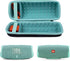 co2CREA Hard Carrying Case Replacement for JBL Charge 4 / replacement for JBL Charge 5 Waterproof Portable Bluetooth Speaker (Black Case + Inside Teal)