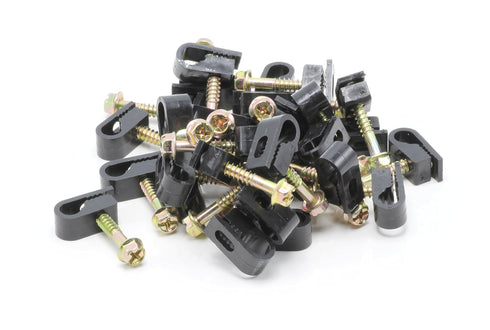 THE CIMPLE CO - Single Coaxial Cable Clips, Cat6 Electrical Wire Clip, 1/4 in Screw Clip, Black (50 pcs)