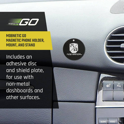 Mob Armor MobNetic Go Magnetic Phone Car Holder, Strong Base for Dashboard & Metal Surface, Compatible with Smartphones