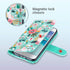 ULAK Mint Floral Wallet Case for iPhone SE 3(2022)/SE(2020)/8/7, Premium PU Leather Flip Case with Card Holder