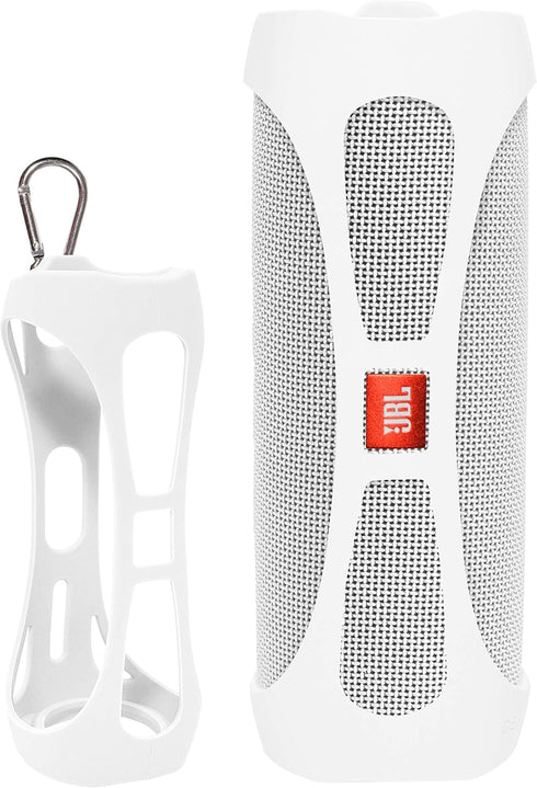 Alltravel Silicone Cover Skin for JBL FLIP 5 Waterproof Bluetooth Speaker, Customized Protection Solution (White)