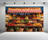 CHNYWORK 10x8ft Farmers Market Fruit Stall Photography Backdrop Red White Checkered Awning Fresh Produce Wooden Crates