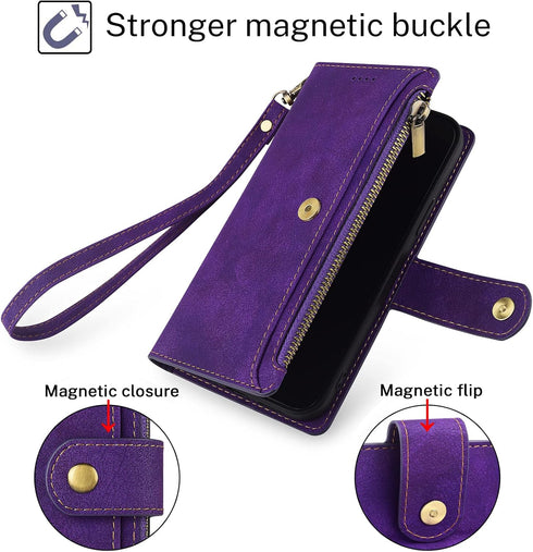 Antsturdy Wallet Case for Samsung Galaxy Note 9, RFID Blocking PU Leather Flip Shockproof Cover (Purple)