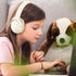 LORELEI E5 Foldable Wired Headphones for Kids - Tangle-Free 3.5mm Jack Stereo On-Ear Headsets (Beige White)