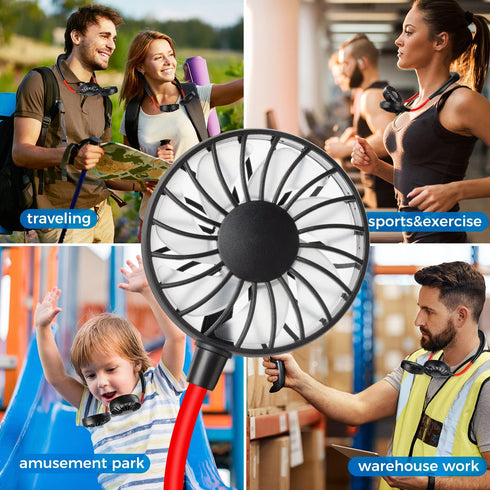 Neck Fan Portable Rechargeable, Wearable Cooling Fan with 360 Degree Rotation, 2000mAh for Travel Sports