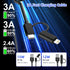 USB to USB-C and Lightning Cable Combo 2 in 1 Coiled Cable for Apple Carplay & Android Auto [MFi & 3A Fast Charge &