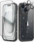 MIODIK iPhone 15 Plus Case - Clear Glitter, Shockproof, with 2 Screen & Camera Lens Protectors - Black, No Yellowing.