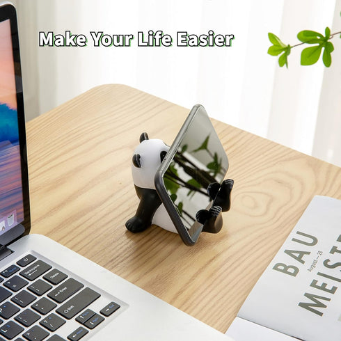 Kawaii Phone Stand for Desk, Adjustable Smartphone and Tablet Holder, Cute Panda Design, Aesthetic Room Decor (White)