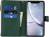 Jaorty Wallet Case for iPhone XR, 9 Card Slots, Wrist Strap, Zipper Cash Pocket, Shockproof Slim Case (Dark Green)