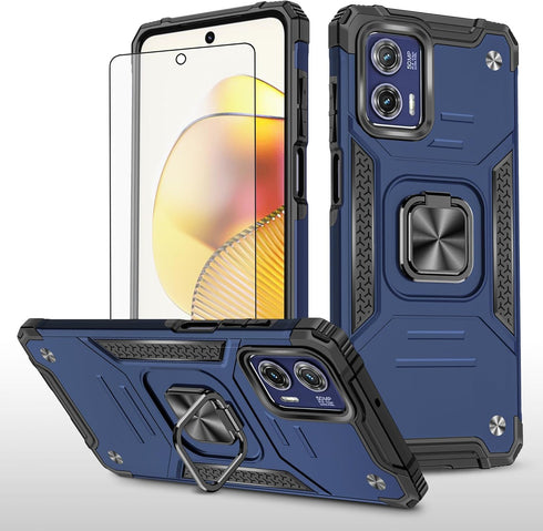Asuwish Motorola Moto G73 5G Phone Case with Tempered Glass Screen Protector, Slim Hybrid Protective Cover with