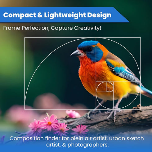 Fibonacci View Finder for Artists & Photographers - Golden Ratio Viewer - Fibonacci Composition View Finder |