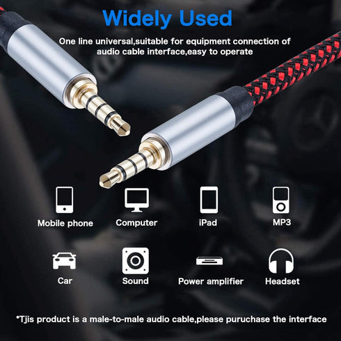 3Ft Male to Male Audio Cable, 90 TRRS 3.5mm 4 Pole, Nylon Braided Aux Cord for Headphones, PS4, Phone, PC & More.